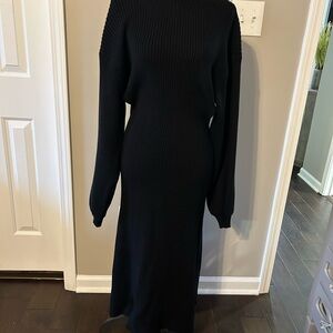 Chic Black Long Sleeve Knit Dress